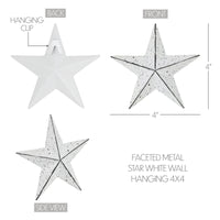 Faceted Metal Star White Wall Hanging 4x4 - The Fox Decor