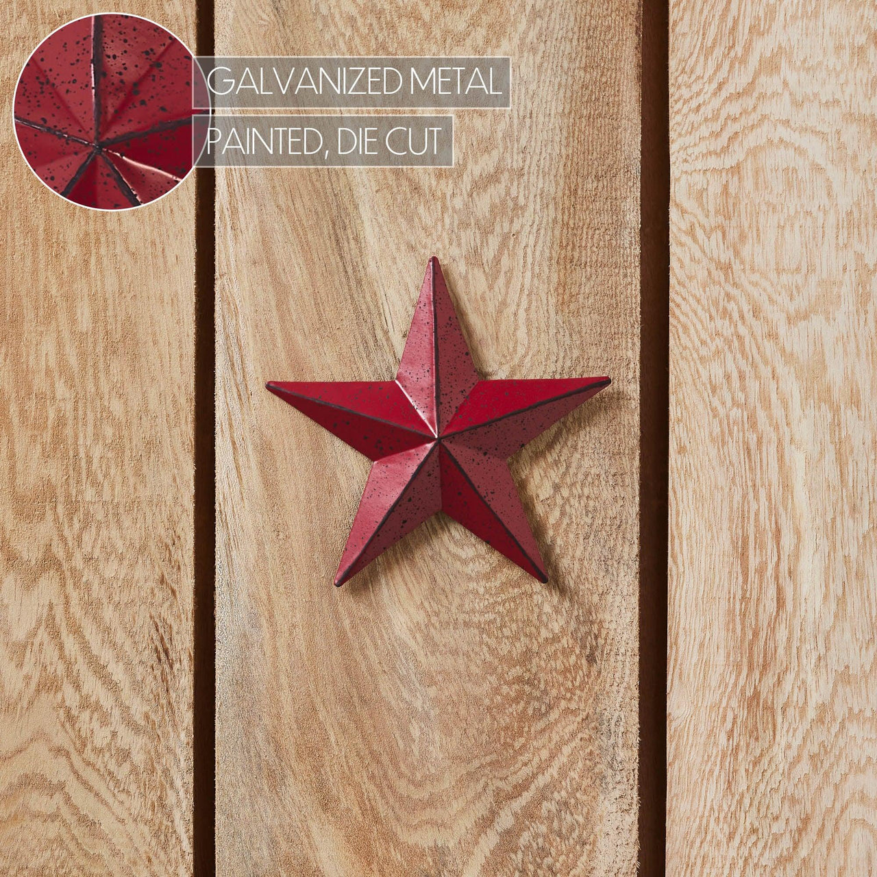 Faceted Metal Star Burgundy Wall Hanging 4x4 - The Fox Decor