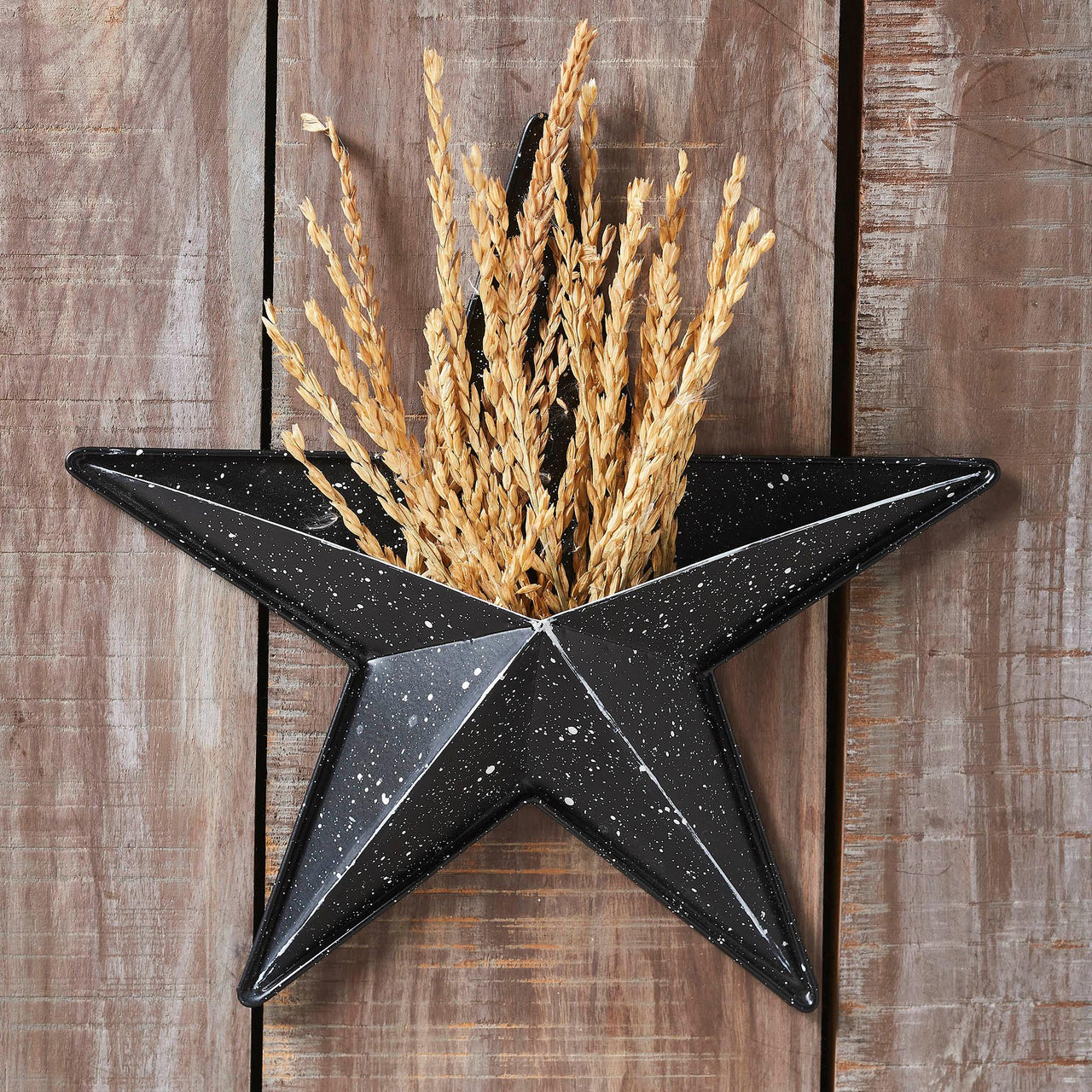 Faceted Metal Star Black Wall Hanging w/ Pocket 12x12 - The Fox Decor