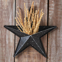 Faceted Metal Star Black Wall Hanging w/ Pocket 12x12 - The Fox Decor