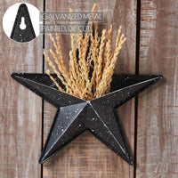 Faceted Metal Star Black Wall Hanging w/ Pocket 12x12 - The Fox Decor