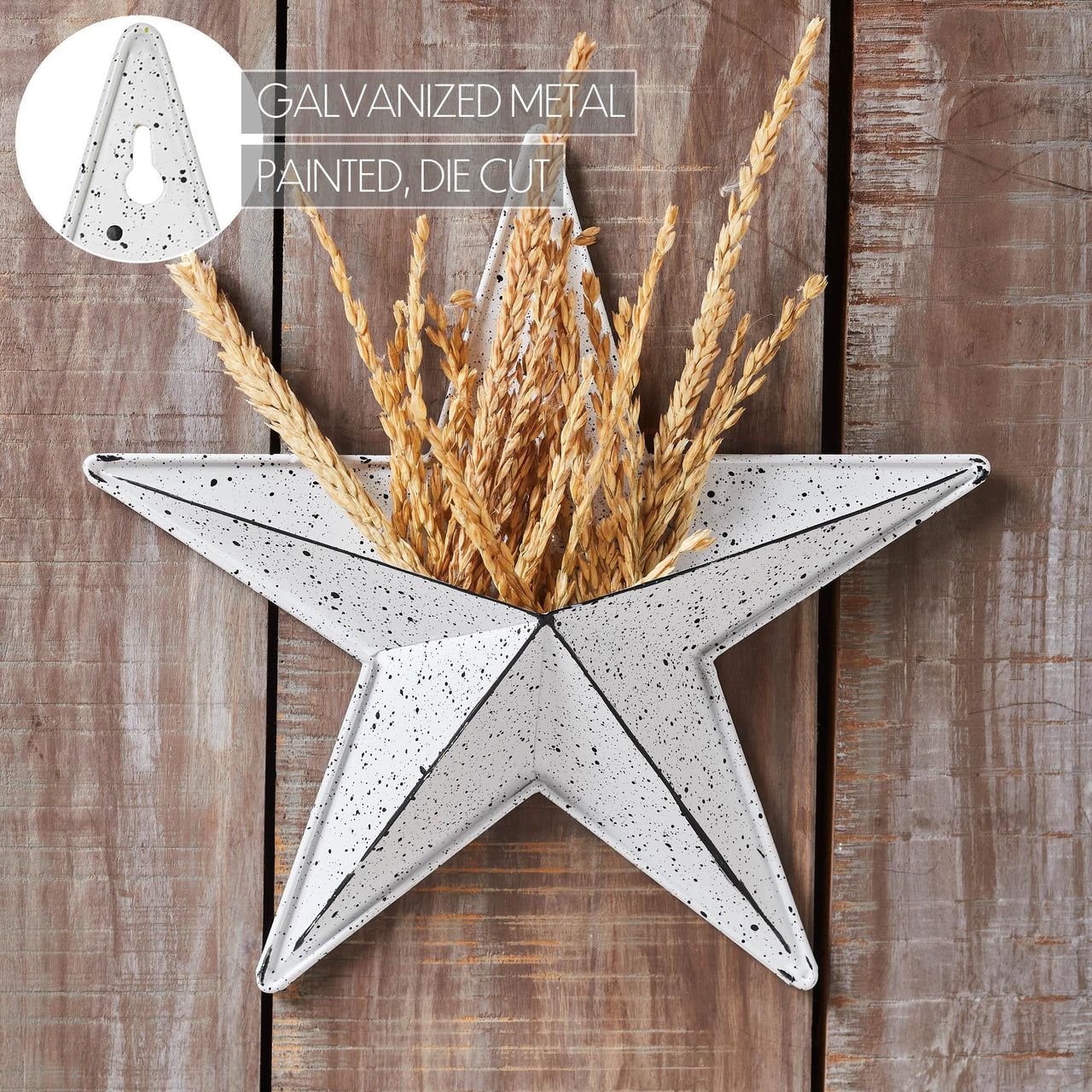 Faceted Metal Star White Wall Hanging w/ Pocket 12x12 - The Fox Decor