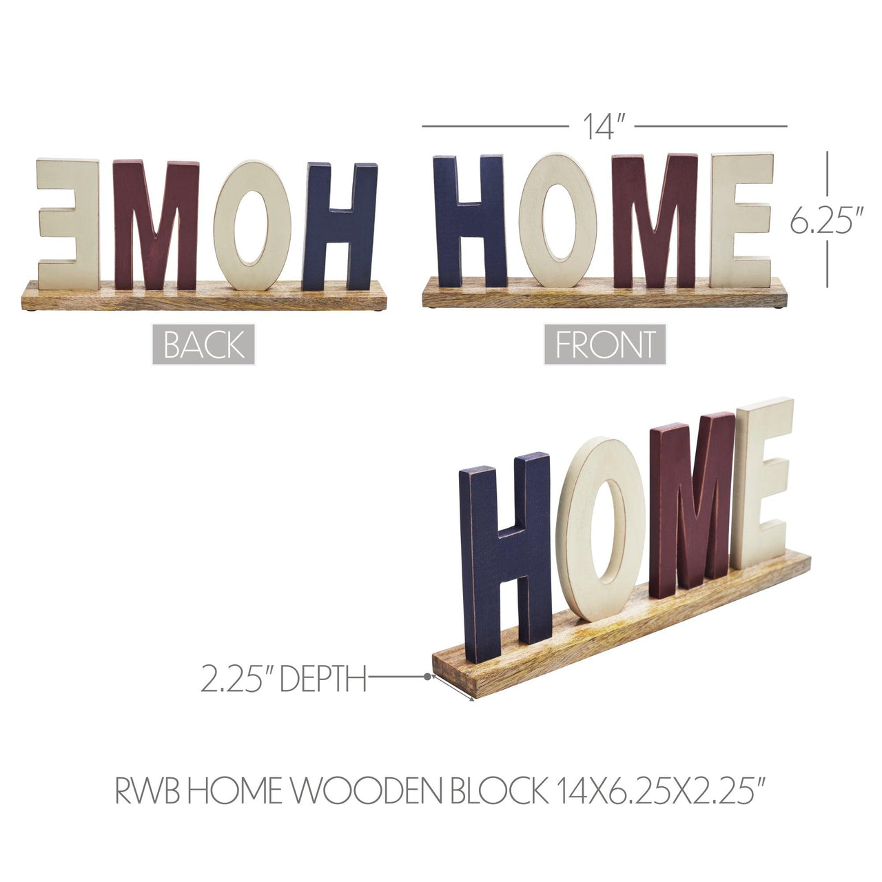 RWB HOME Wooden Block 14x6.25x2.25 - The Fox Decor
