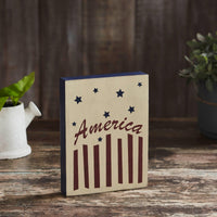 America Stars & Stripes Wooden Block 8x6x1.25 - The Fox Decor