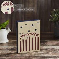 America Stars & Stripes Wooden Block 8x6x1.25 - The Fox Decor