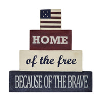 Home Of The Free Wooden Block Stack 8x8x1.25 - The Fox Decor