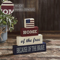 Home Of The Free Wooden Block Stack 8x8x1.25 - The Fox Decor