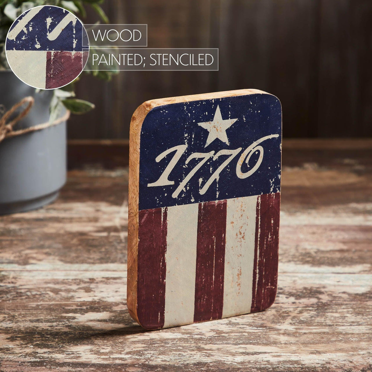 1776 Flag Stripes Wooden Sign 7x5 - The Fox Decor