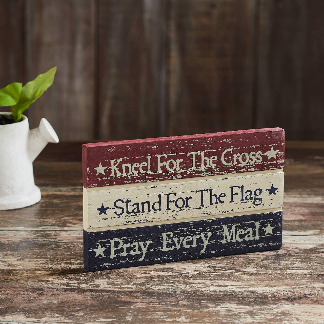 Kneel Stand Pray Wooden Sign 5.25x9x0.75 - The Fox Decor