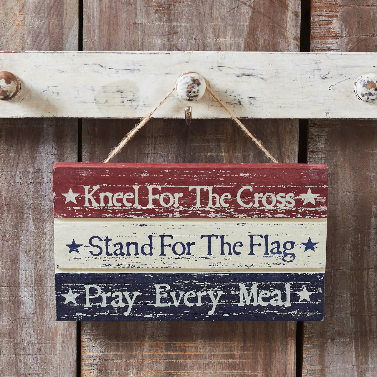 Kneel Stand Pray Wooden Sign 5.25x9x0.75 - The Fox Decor
