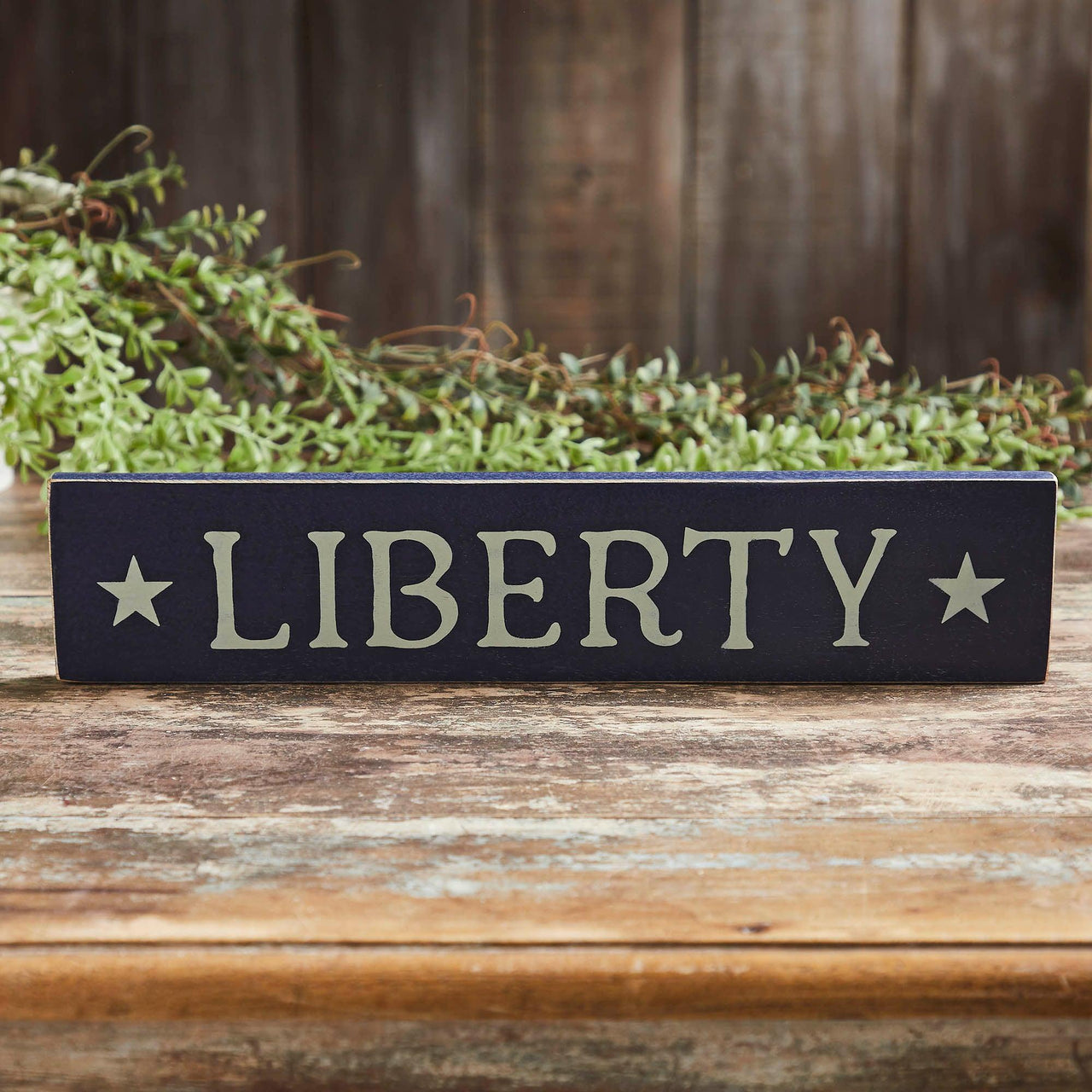 Navy Liberty Wooden Sign 3x14 - The Fox Decor
