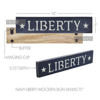 Navy Liberty Wooden Sign 3x14 - The Fox Decor