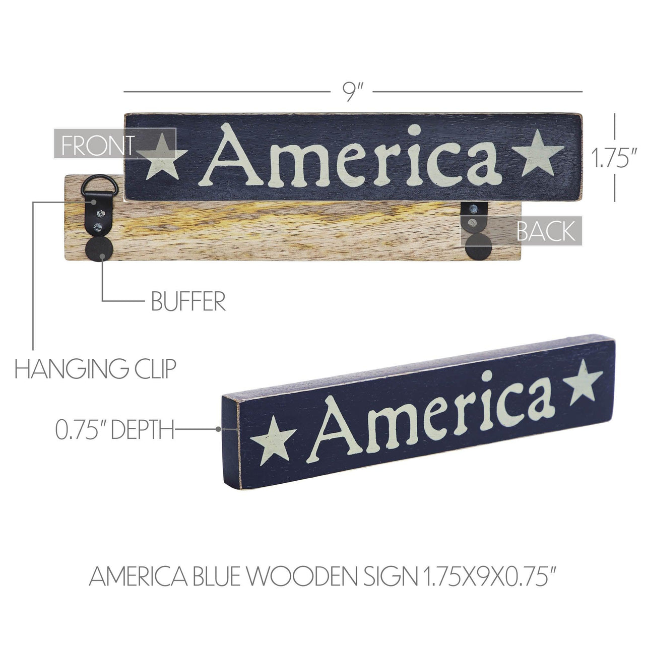 America Blue Wooden Sign 1.75x9 - The Fox Decor