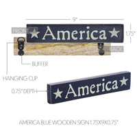 America Blue Wooden Sign 1.75x9 - The Fox Decor