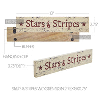 Stars & Stripes Wooden Sign 2.75x13 - The Fox Decor