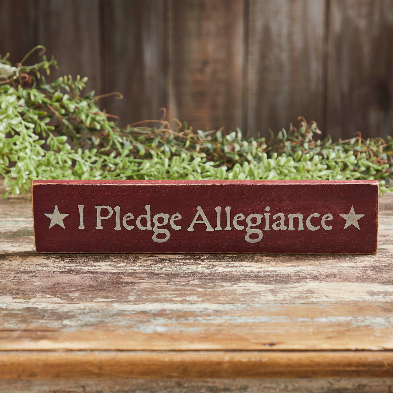 I Pledge Allegiance Red Wooden Sign 2.75x13 - The Fox Decor