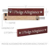 I Pledge Allegiance Red Wooden Sign 2.75x13 - The Fox Decor