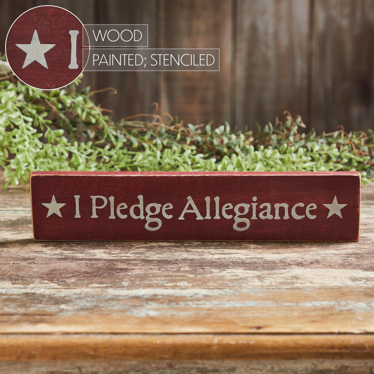I Pledge Allegiance Red Wooden Sign 2.75x13 - The Fox Decor
