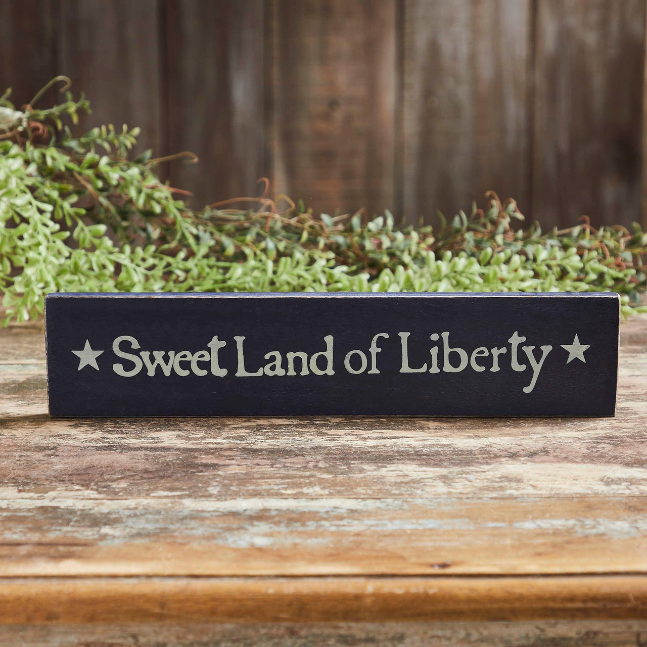 Sweet Land Of Liberty Blue Wooden Sign 2.75x13 - The Fox Decor