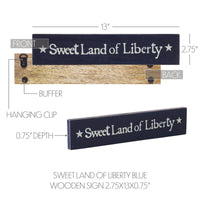 Sweet Land Of Liberty Blue Wooden Sign 2.75x13 - The Fox Decor