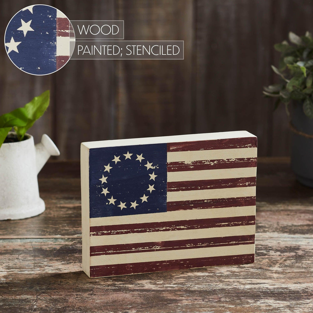 Colonial Flag Wooden Sign 6x8x1.5 - The Fox Decor