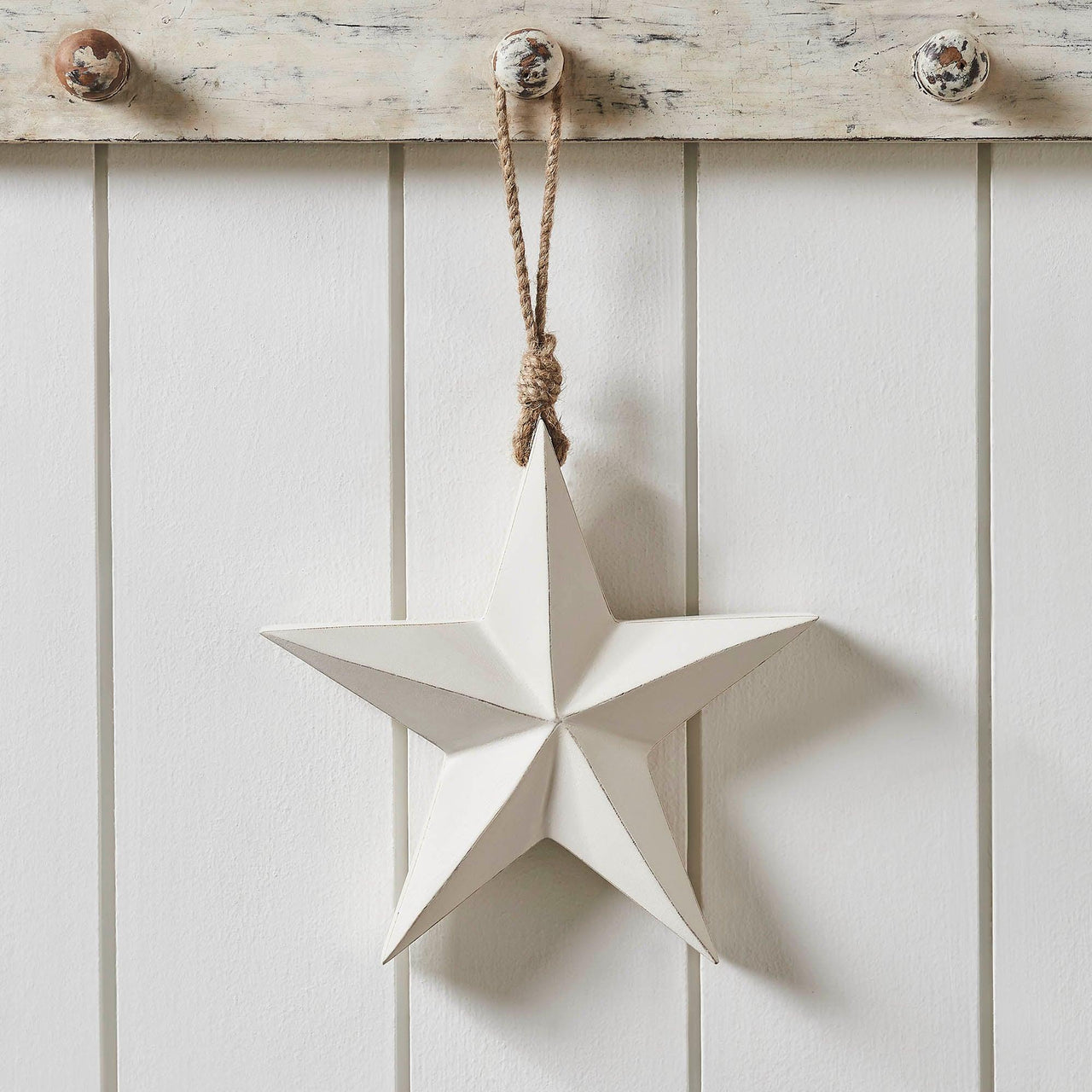 Wooden Star Ornament White 8x8x1.5 - The Fox Decor