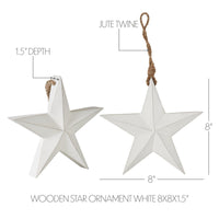 Wooden Star Ornament White 8x8x1.5 - The Fox Decor