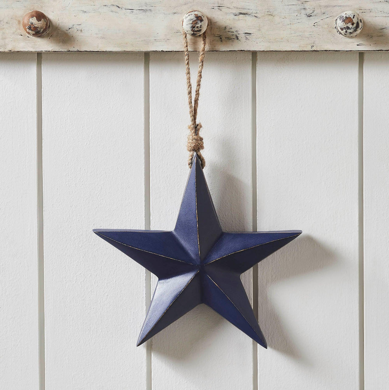 Wooden Star Ornament Blue 8x8x1.5 - The Fox Decor