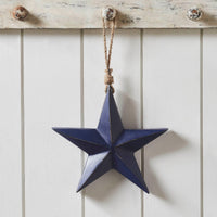 Wooden Star Ornament Blue 8x8x1.5 - The Fox Decor