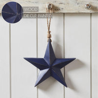 Wooden Star Ornament Blue 8x8x1.5 - The Fox Decor