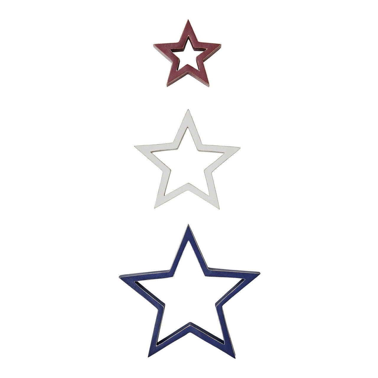 Wooden Nested Stars RWB 3-in-1 10x10x1.5 - The Fox Decor