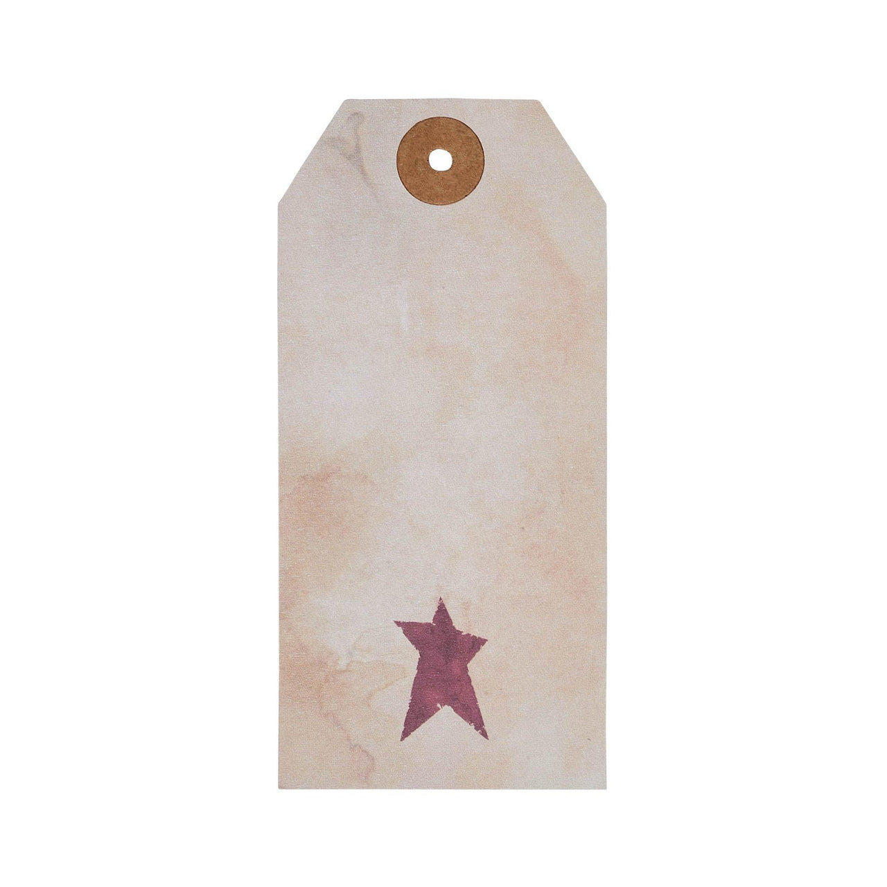 Primitive Star Tea Stained Paper Tag Burgundy 4.75x2.25 w/ Twine Set of 50 - The Fox Decor