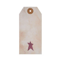Primitive Star Tea Stained Paper Tag Burgundy 4.75x2.25 w/ Twine Set of 50 - The Fox Decor