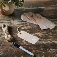 Primitive Star Tea Stained Paper Tag Creme 4.75x2.25 w/ Twine Set of 50 - The Fox Decor