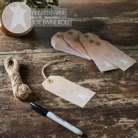 Primitive Star Tea Stained Paper Tag Creme 4.75x2.25 w/ Twine Set of 50 - The Fox Decor