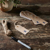 Primitive Star Tea Stained Paper Tag Navy 3.75x1.75 w/ Twine Set of 50 - The Fox Decor