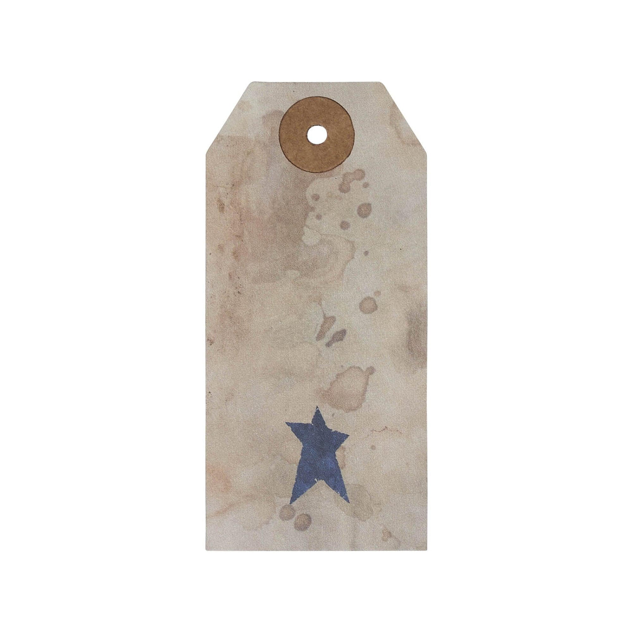 Primitive Star Tea Stained Paper Tag Navy 3.75x1.75 w/ Twine Set of 50 - The Fox Decor