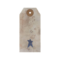 Primitive Star Tea Stained Paper Tag Navy 3.75x1.75 w/ Twine Set of 50 - The Fox Decor