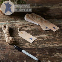 Primitive Star Tea Stained Paper Tag Navy 3.75x1.75 w/ Twine Set of 50 - The Fox Decor