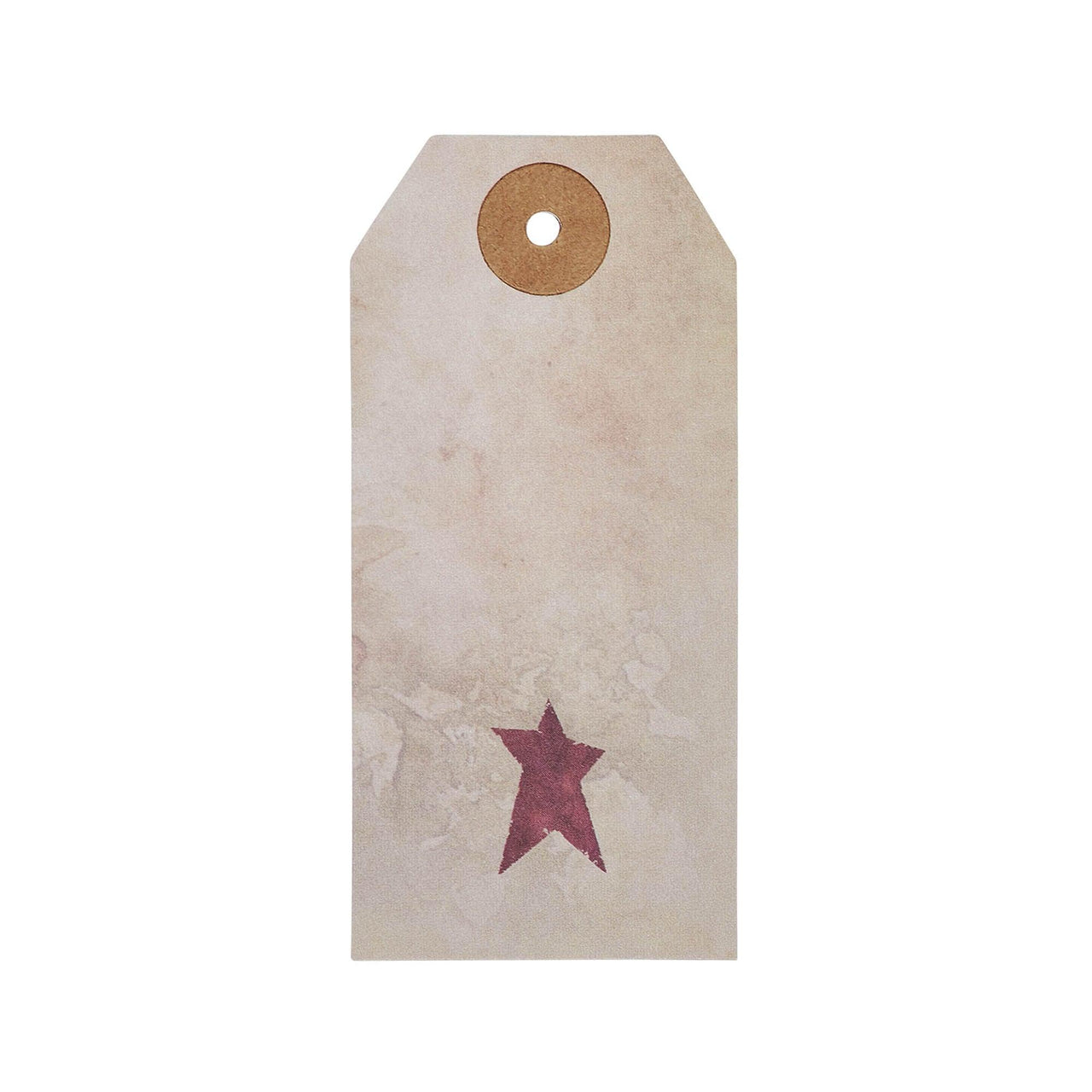 Primitive Star Tea Stained Paper Tag Burgundy 3.75x1.75 w/ Twine Set of 50 - The Fox Decor