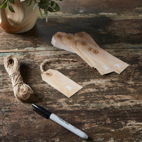 Primitive Star Tea Stained Paper Tag Creme 3.75x1.75 w/ Twine Set of 50 - The Fox Decor