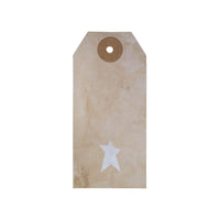 Primitive Star Tea Stained Paper Tag Creme 3.75x1.75 w/ Twine Set of 50 - The Fox Decor