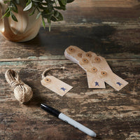 Primitive Star Tea Stained Paper Tag Navy 2.75x1.5 w/ Twine Set of 50 - The Fox Decor