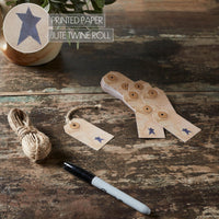 Primitive Star Tea Stained Paper Tag Navy 2.75x1.5 w/ Twine Set of 50 - The Fox Decor