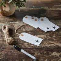 Faceted Barn Star Barnwood Paper Tag Charcoal 4.75x2.25 w/ Twine Set of 50 - The Fox Decor