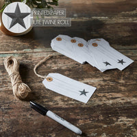 Faceted Barn Star Barnwood Paper Tag Charcoal 4.75x2.25 w/ Twine Set of 50 - The Fox Decor