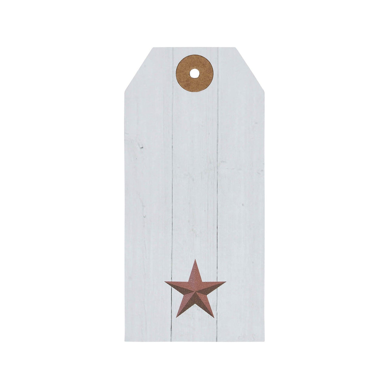 Faceted Barn Star Barnwood Paper Tag Barn Red 4.75x2.25 w/ Twine Set of 50 - The Fox Decor