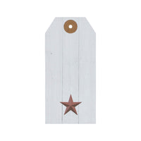 Faceted Barn Star Barnwood Paper Tag Barn Red 4.75x2.25 w/ Twine Set of 50 - The Fox Decor