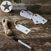 Faceted Barn Star Barnwood Paper Tag Charcoal 3.75x1.75 w/ Twine Set of 50 - The Fox Decor