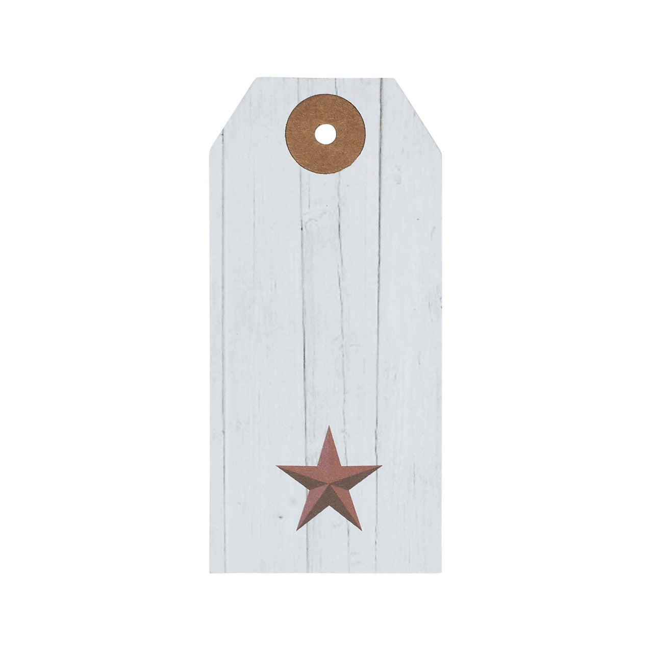 Faceted Barn Star Barnwood Paper Tag Barn Red 3.75x1.75 w/ Twine Set of 50 - The Fox Decor